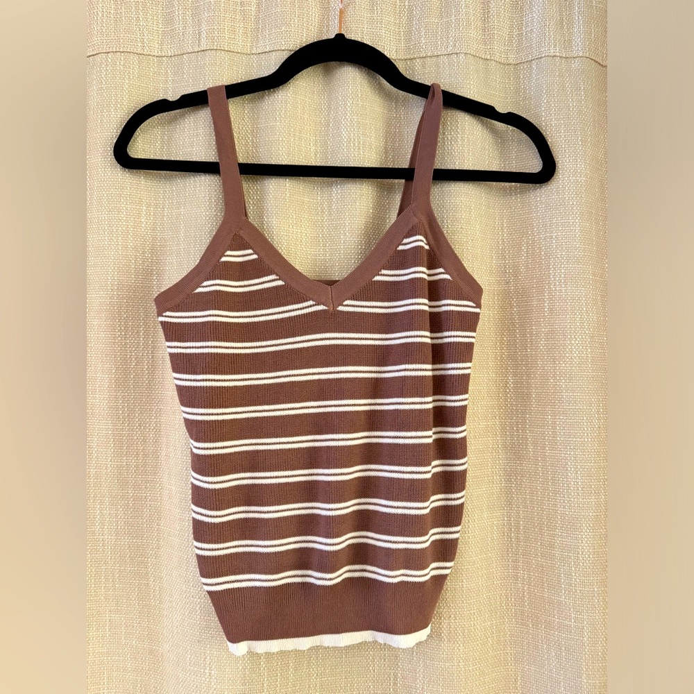 Stitch & Feather stripe knit neck tank top, never worn, size Small
